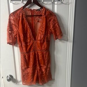 Fashion Nova Orange Lace Jumpsuit